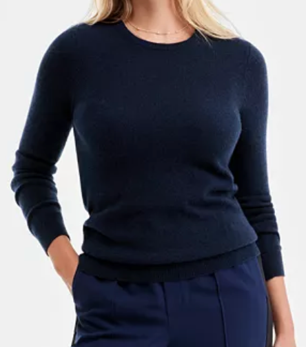 NWT Charter Club Luxury 100% Cashmere Crewneck Cashmere Sweater, M, Navy, $159