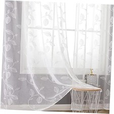 Sheer Curtains 84 inches Long 2 Panels for Leaf 42"W x 84"L Pack of 2 White