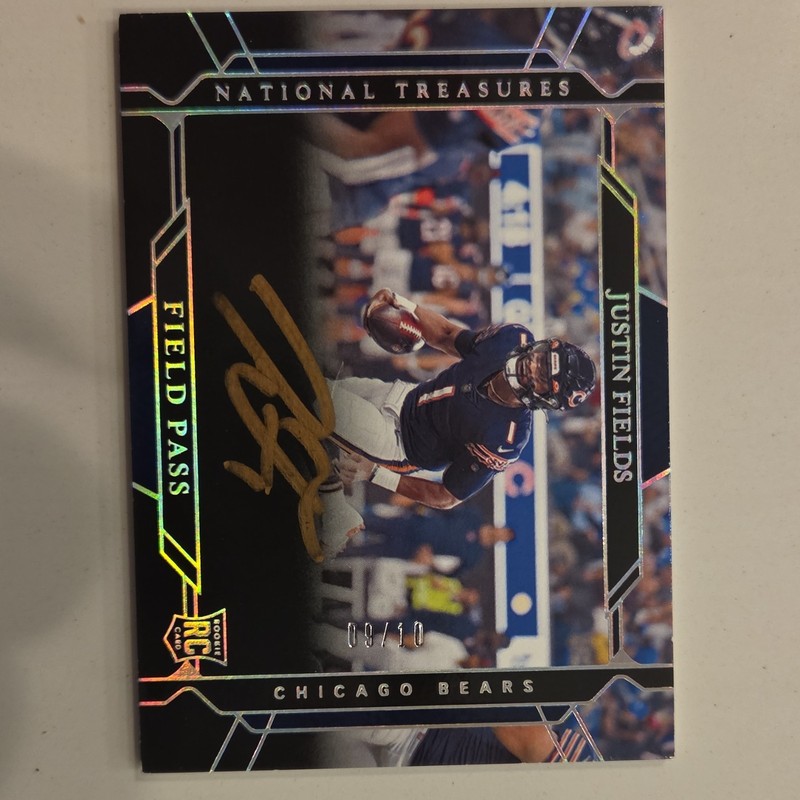 Panini 2021 National Treasures Field Pass Justin Fields Bears RC Auto /10 #FP-JF