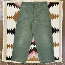 Vintage 1960s US Military OG 107 Cotton Sateen Fatigue Trousers Sz 31x26