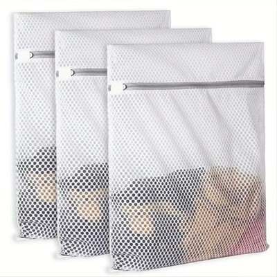 Mesh Laundry Bags for Delicates with Non Rust Zipper- White Laundry Bag