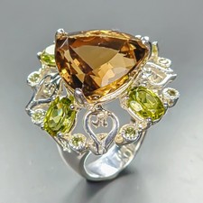 Jewellery Natural Citrine Quartz Ring 925 Sterling Silver Size 7 /R460601