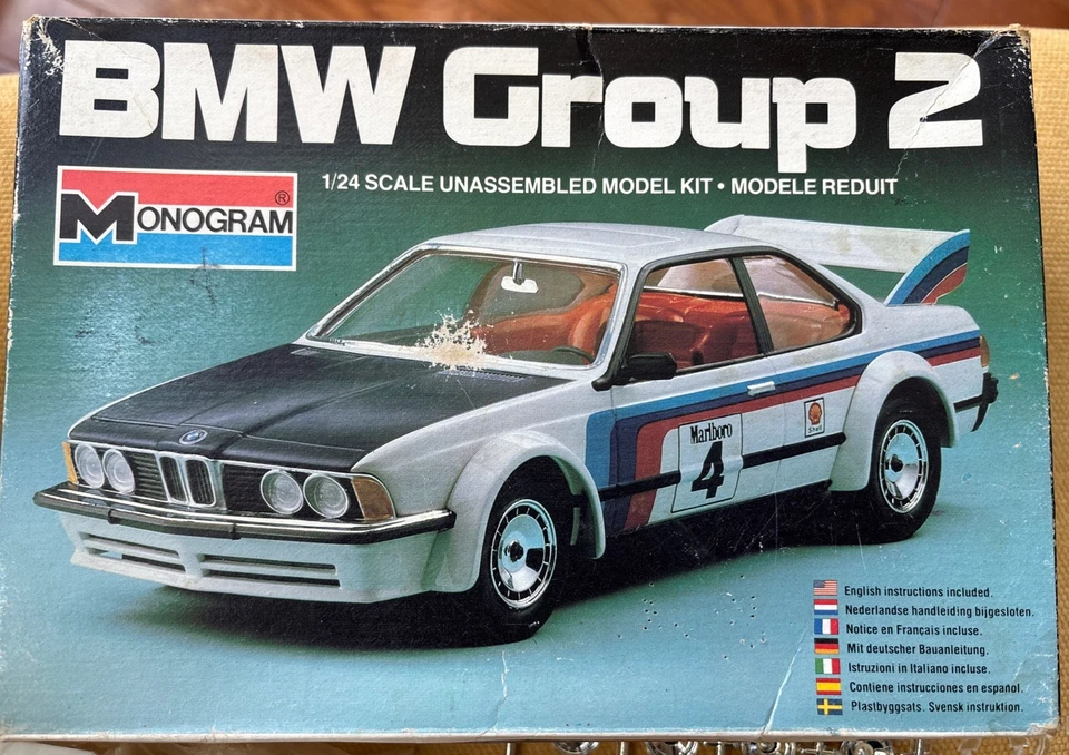 BMW Group 2 -1/24 Plastic Model Kit Monogram 1981 Factory Sealed Bags - Open Box - Image 2 of 4