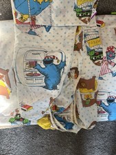 Vtg Muppets Big Bird Cookie Monster Twin Sheet And Fitted Sheet Fabric Bedding
