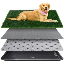 FURWAY Dog Grass Pad with Tray Artificial Grass Puppy Pee Pad for Dogs, Reusa...