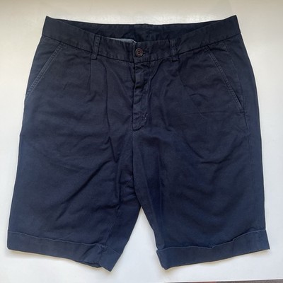 Aspesi IT50 W34 Shorts dunkelblau Baumwolle Leinen Turn-up leicht smart Freizeit