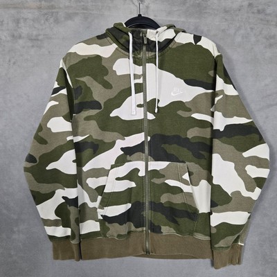 Nike Sportswear Club Fleece Camo Hoodie Mens Medium full zip