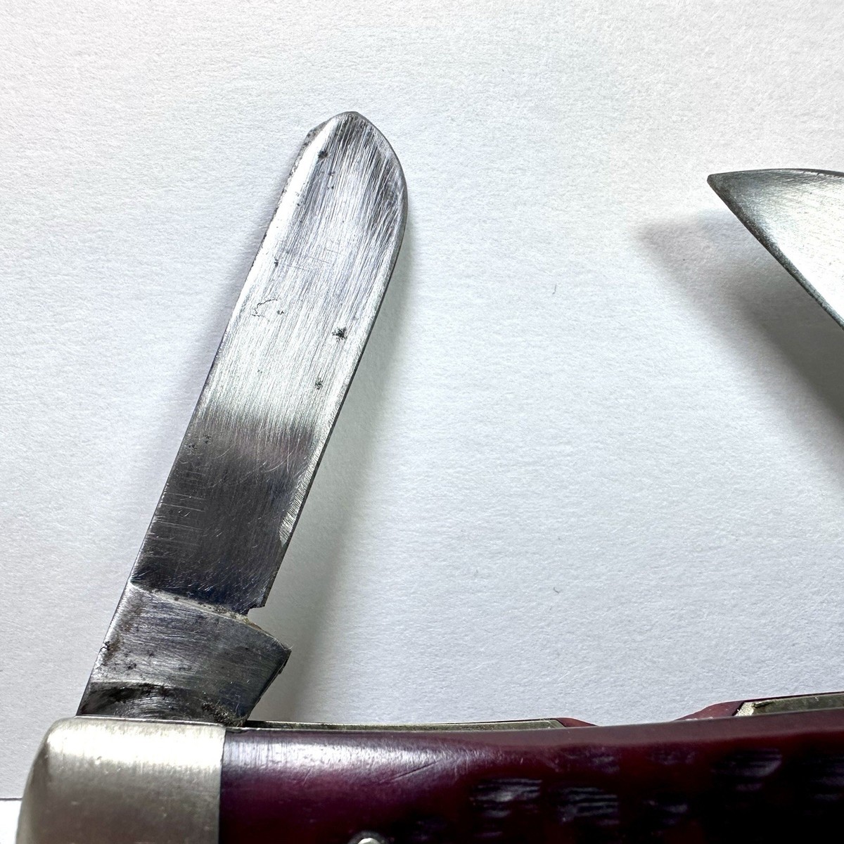 1971 Case XX 6392 9 Dot Red Jigged Bone Pocket Knife USA Vintage