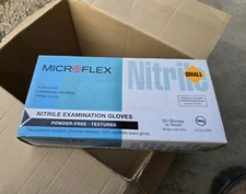 Box of 50 N891 Ansell Microflex powder-free Nitrile Exam gloves SMALL Long Cuff