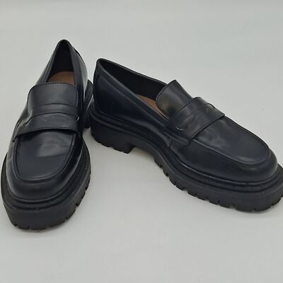 H&M Shoes Womens 10 Chunky Platform Lug Sole Loafers Black 10