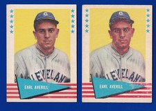 2 EARL AVERILL INDIANS LOT 1961 FLEER #5 GOOD (no creases) AND VERY GOOD