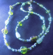 Green Glass Bead 32" continuous Strand Necklace 332 