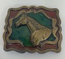 Vintage indiana metal craft 1978 Horse belt buckle rare nice