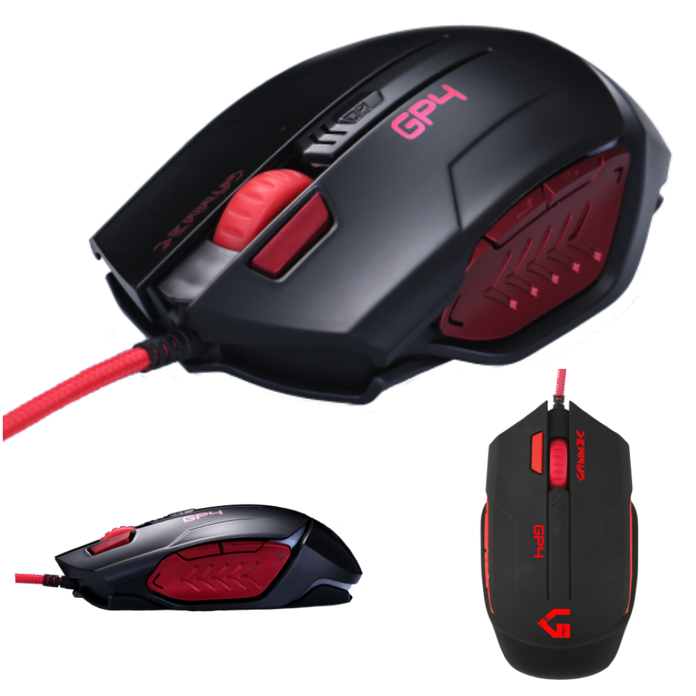 MOUSE GAMMEC GP4 NERO-ROSSO CON 7 TASTI PROGRAMMGILE CHIP A704 MOGP4R