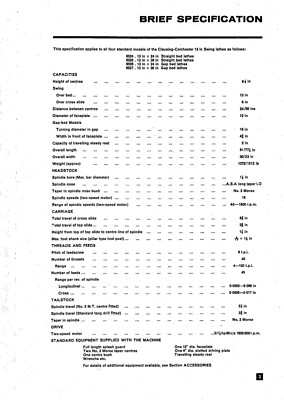 Operator & Parts Manual Fits Clausing Colchester 13-in 6500 Series