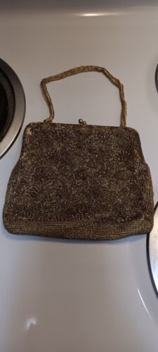Gorgeous vintage Walborg gold silver beaded purse… - image 1