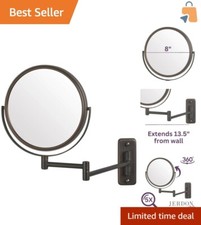 High-End Wall-Mount Makeup Mirror with Adjustable Arm and Stunning Bronze Finish
