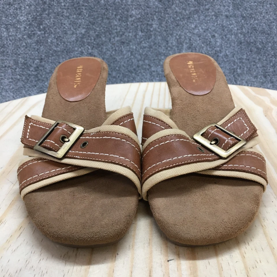 Sandalias Aerosoles Mujer 9.5 M Álgebra Slides Cuero Marrón Informal Hebilla Tacón Foto 4 de 4