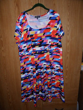 SLINKY BRAND MULTI PRINT TEXTURED A-LINE DRESS       1X           NEW