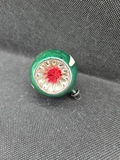 Vintage Christmas Shiny Brite Single Mica Indent Ornament Green & Red