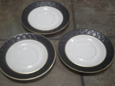 MAYER CHINA ~ SCULPTURA ~ CHARCOAL ~ LOT OF (3) SAUCERS ~ EUC