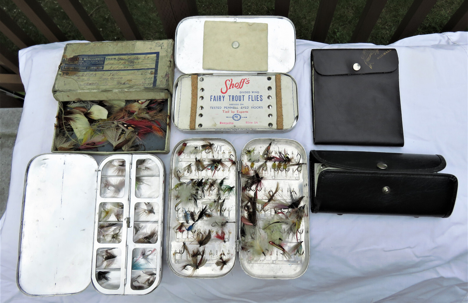 Vintage lot of Trout Fly Boxes and Flies eBay