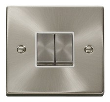 Click Deco Satin Chrome White Insert Socket & Switches Range