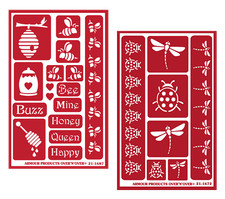 Honey Bees Ladybugs Dragonfly Insect Glass Etching Stencils Reusable Armour Etch