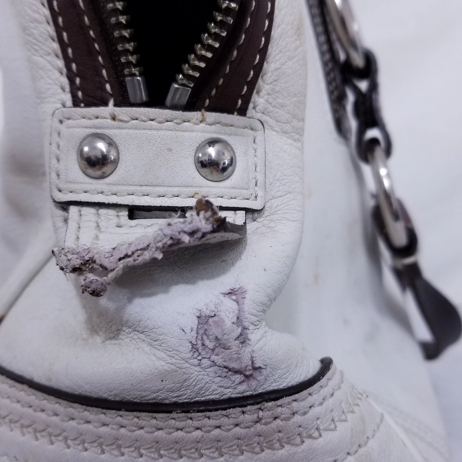 Borsa a mano Coach in pelle bianca K0693 pelle bovina tote soho grande borsa a tracolla