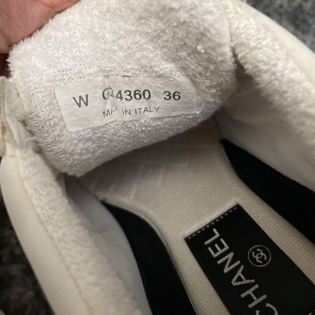 Chanel Sneakers White Leather With Coco Mark Size 36 US
