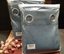2 Pairs ~ DWCN Linen Curtains 100% Blackout Panels  , 52" x 90" Peacock Blue