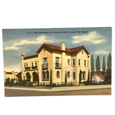 Vintage Linen Postcard Fine Residence on Avenido Lerdo Juarez Old Mexico