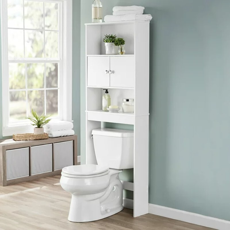 Over the Toilet Storage Cabinet White Space Saver 3-Tier Modern