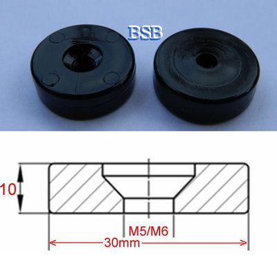 4x runde Gerätefüße  30x10mm NEU  Gehäusefüße  Hartgummifüße (Polyvinylchlorid) 