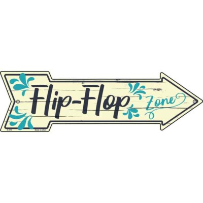 Blue Flip Flop Zone Novelty Metal Arrow Sign Directional 17