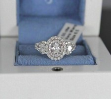 2CT Oval Cut Lab-Created Diamond Halo Engagement Wedding Ring 14K White Gold FN
