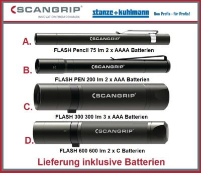 SCANGRIP LED Batterie Taschenlampen Pencil FLASH 300 600 Pen - ROBUST & STARK