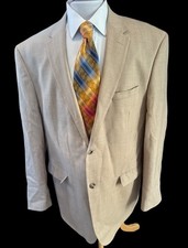 Pronto Moda Super 140’s Merino Wool Sand Brown Lana Lux Blazer Sz 48L Jacket