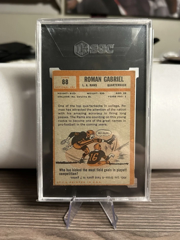 Roman Gabriel 1962 Topps Rookie RC #88 SGC 3.5 VG+ Rams - Image 2 of 2