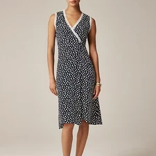 Rouje X J.Crew Rencard wrap dress Size 12 Navy Polka Dot