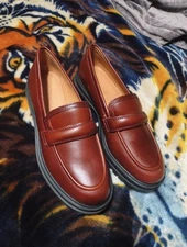 Madewell Shoes Sz7.5 WomensThe Bradley LugSole Chunky Loafer Brown Leather NG674