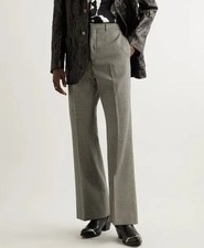 Acne Studios Men's Wool Flared Trousers Houndstooth White Black Wool Size 46