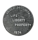 Vintage 1974 Silver Security Life Liberty Property 1 oz 999 Round World Trade