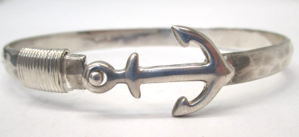 Brazalete de anclaje y ojo vintage de plata de ley con gancho y envoltura como nuevo Foto 2 de 4
