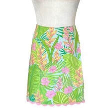 Vintage Lilly Pulitzer Size 6 Cynthia Botanical Garden Scalloped Hem Skirt