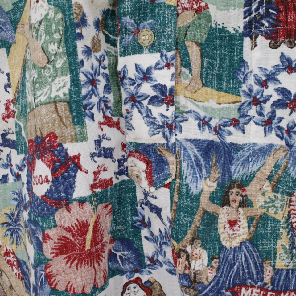 Reyn Spooner Hawaiian Shirt Mens Large Mele Kalikimaka 2004 Christmas Holiday - Image 4 of 4