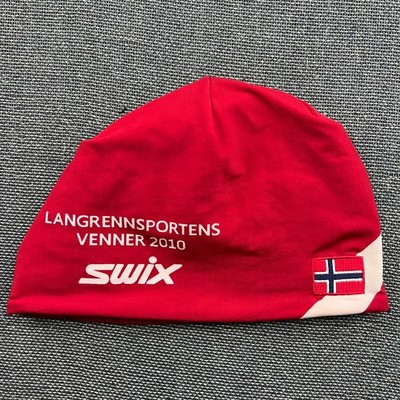 Swix Red Beanie Hat Ski Cap Sz 58 L-XL Biathlon Cross Country Nordic Norway Flag