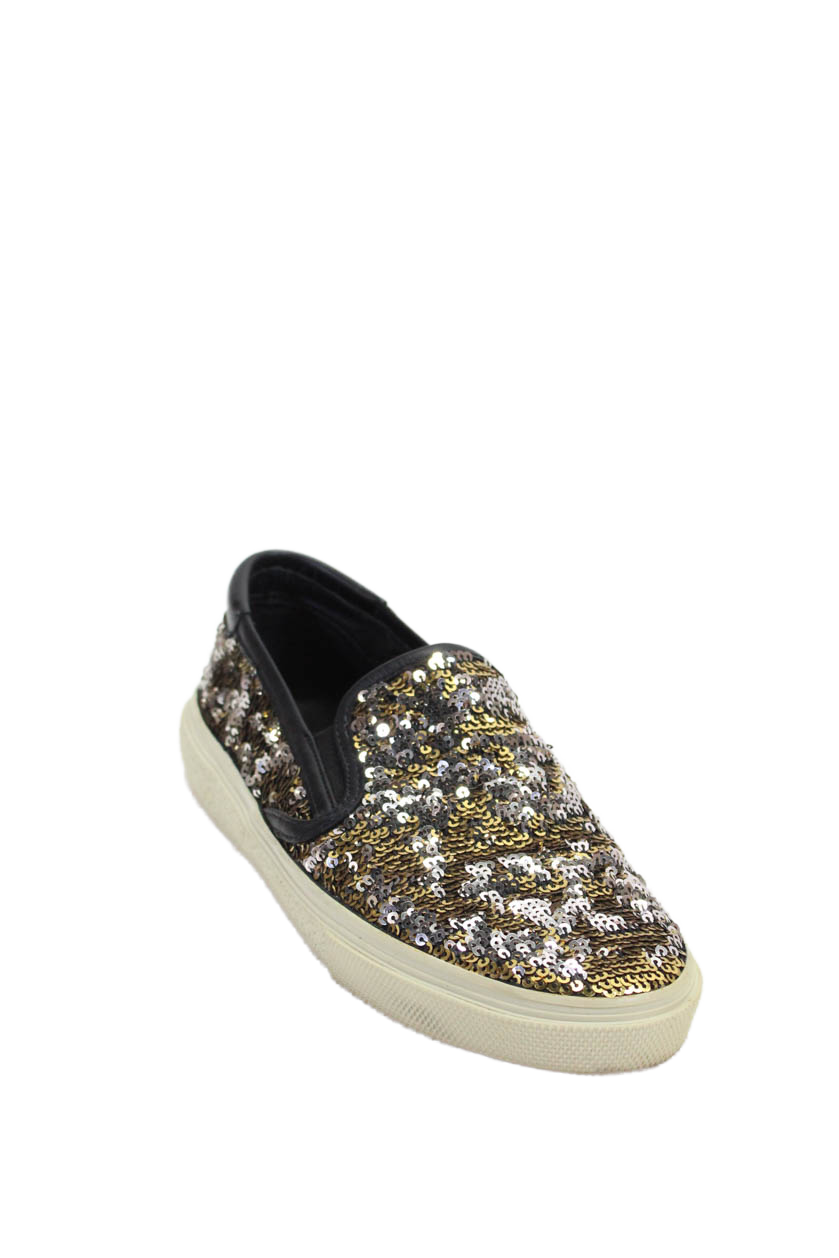 Scarpa slip on Saint Laurent donna punta tonda paillettes suola gomma misura 36 5