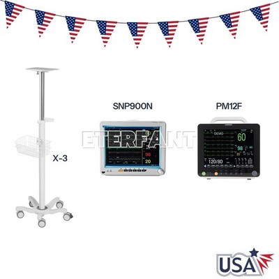 12'' Patient Monitor CCU ICU Vital Sign/Medical Trolley Cart for Patient Monitor