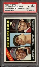 1966 TOPPS #216 AL BATTING OLIVA/YASTRZEMSKI/DAVALILLO PSA 8  *B66564